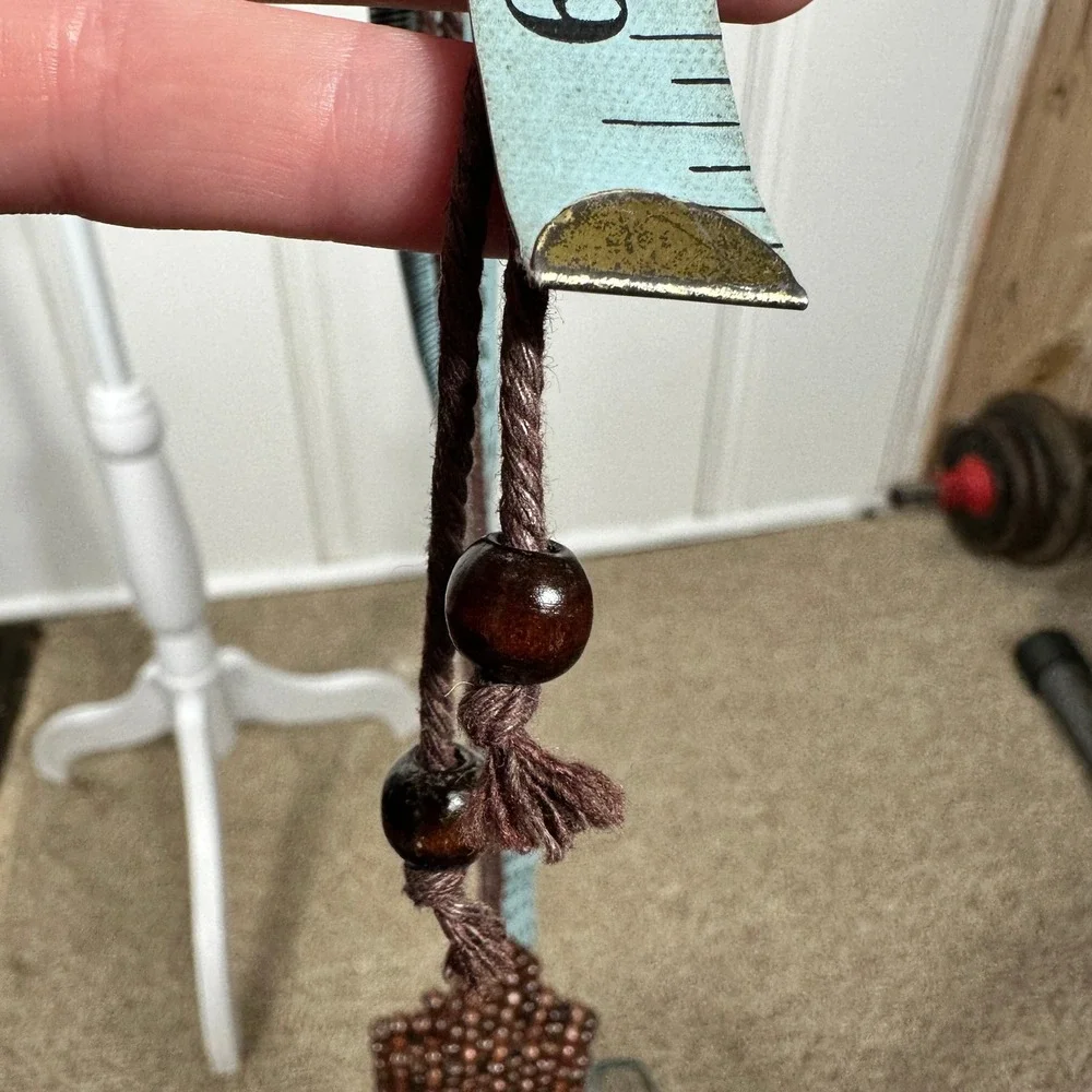 Vintage Brown Wooden Bead Wide Tie Belt Woven Boho Hippie Adjustable Waist